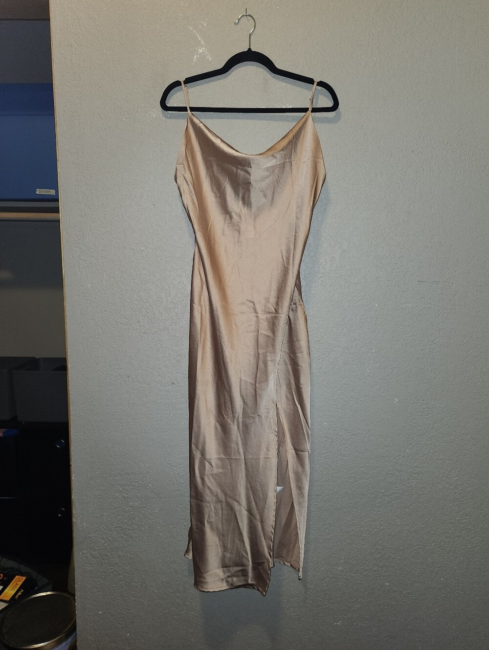 NWT Paper Heart Tan Slip Dress With Slit And Adjustable Straps | Large
